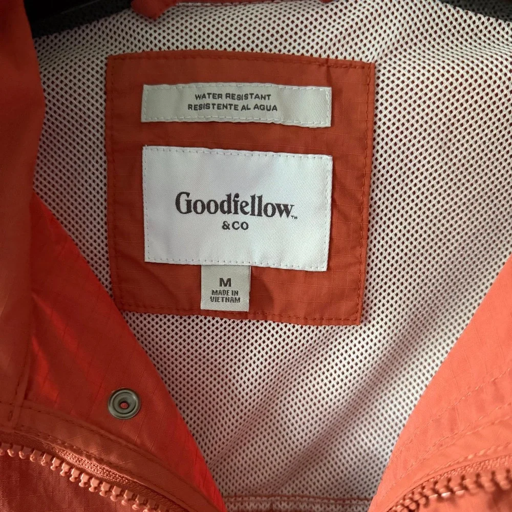 Goodfellow Burnt Orange Water Resistant Hooded Windbreaker Jacket M Outdoor Fall